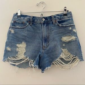 Abercrombie & Fitch High Rise  Distressed Denim Cutoffs